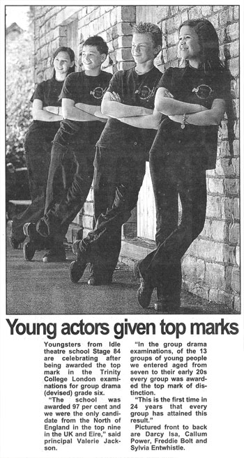 Young Stage 84 actors given top exam marks